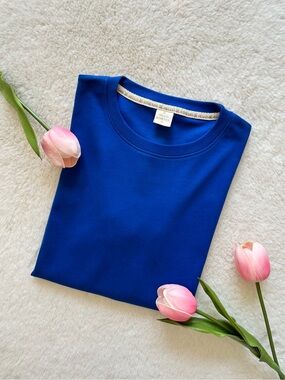 Hello Athenas Women’s Pima Cotton Solid Tee Short Sleeve Royal Blue